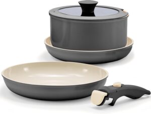 Florosa – Комплект от 3 съдове за готвене с подвижна дръжка Ceramic Black