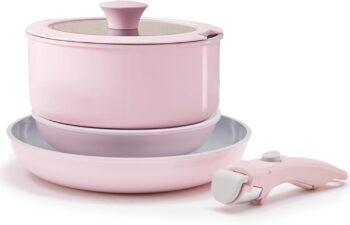 Florosa – Комплект от 3 съдове за готвене с подвижна дръжка Ceramic Pink