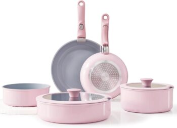 Florosa – Комплект от 5 съдове за готвене с подвижна дръжка Ceramic Pink