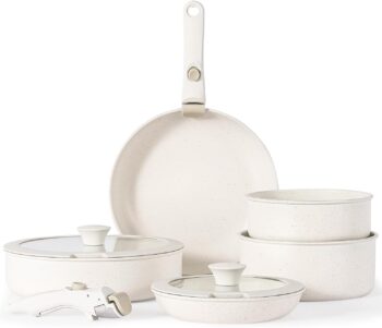 Florosa – Комплект от 5 съдове за готвене с подвижна дръжка Ceramic Cream