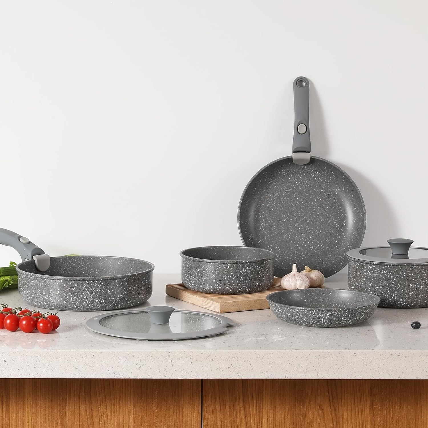 Florosa – Комплект от 5 съдове за готвене с подвижна дръжка Ceramic Grey - Image 2