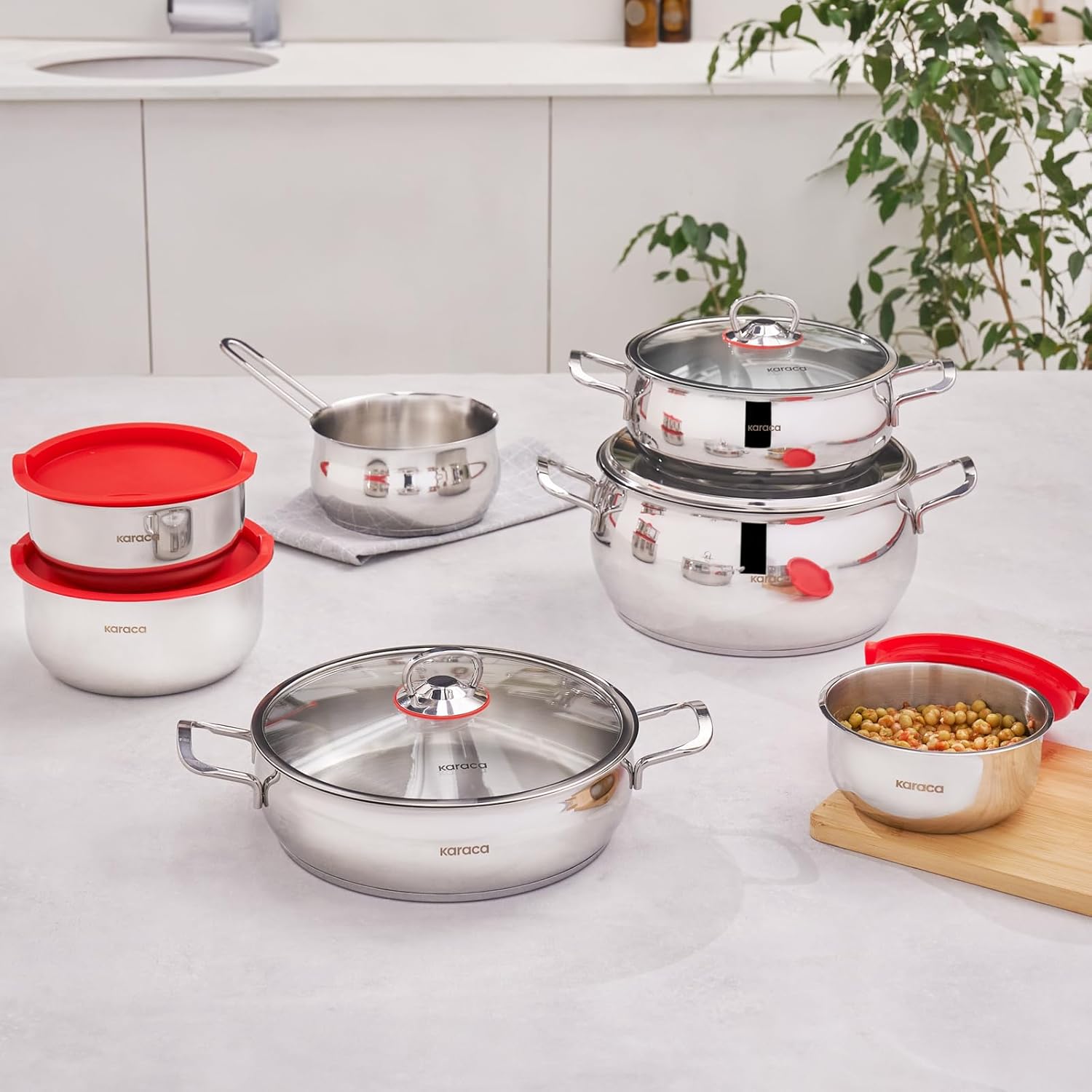 KARACA Stainless – Комплект от 7 съдове за готвене с съдове за съхранение - Image 2