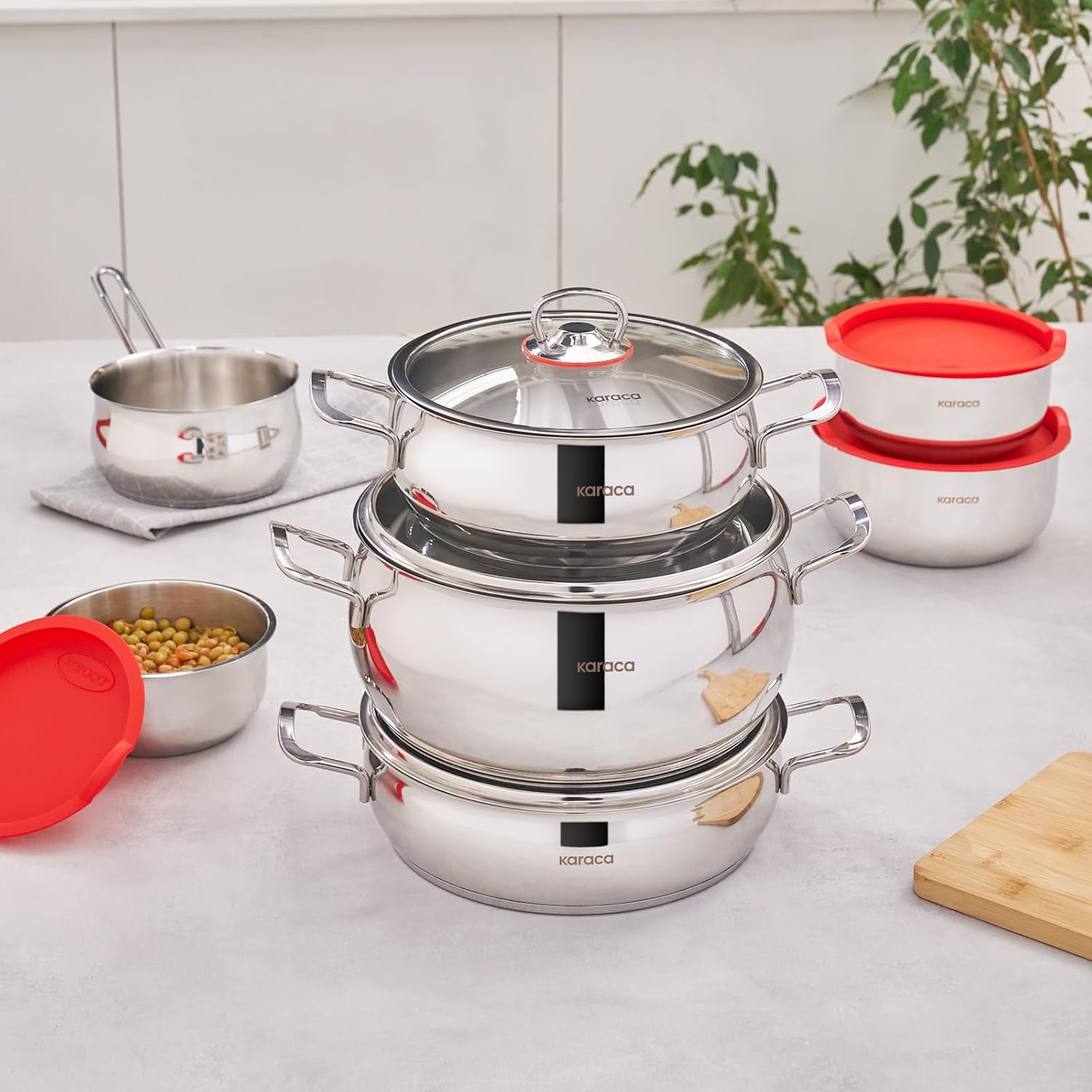 KARACA Stainless – Комплект от 7 съдове за готвене с съдове за съхранение - Image 3