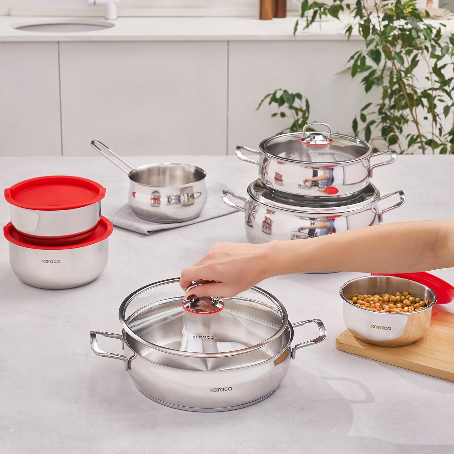 KARACA Stainless – Комплект от 7 съдове за готвене с съдове за съхранение - Image 4