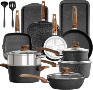 Kitchen Academy – Комплект от 11 съдове за готвене Гранит Черен