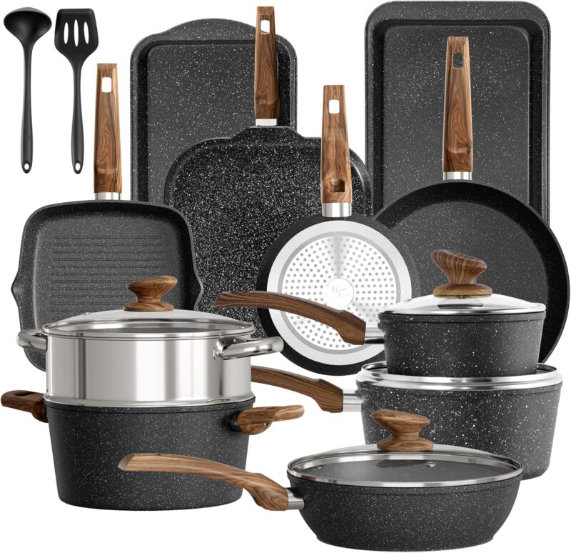 Kitchen Academy – Комплект от 11 съдове за готвене Гранит Черен
