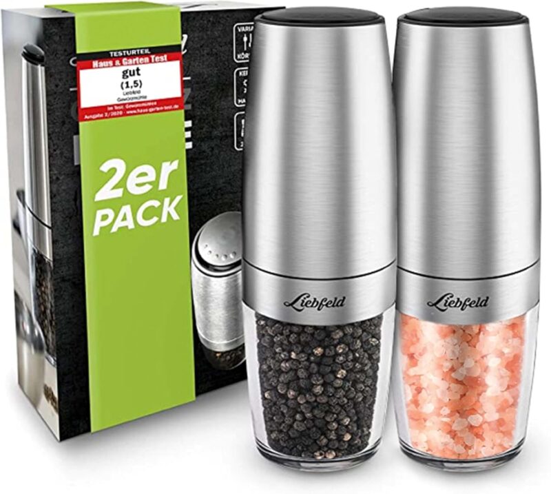Liebfeld - Комплект от 2 електрически мелнички за сол и черен пипер