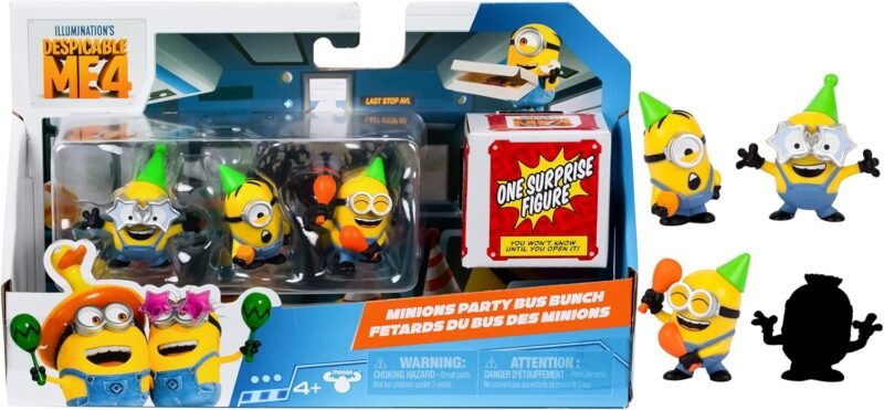 Minions Despicable Me 4 - Играчки 4 фигурки Party Bus Squad