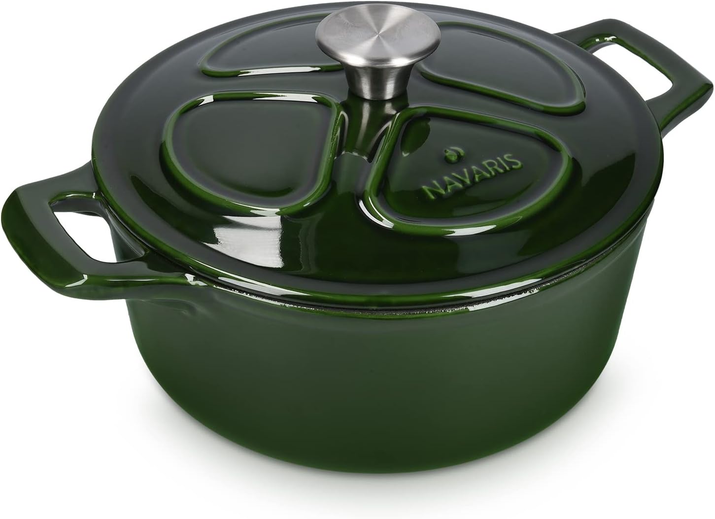 Navaris – Тенджера Dutch oven чугунена с емайлирано покритие 24 см 3.5L Green