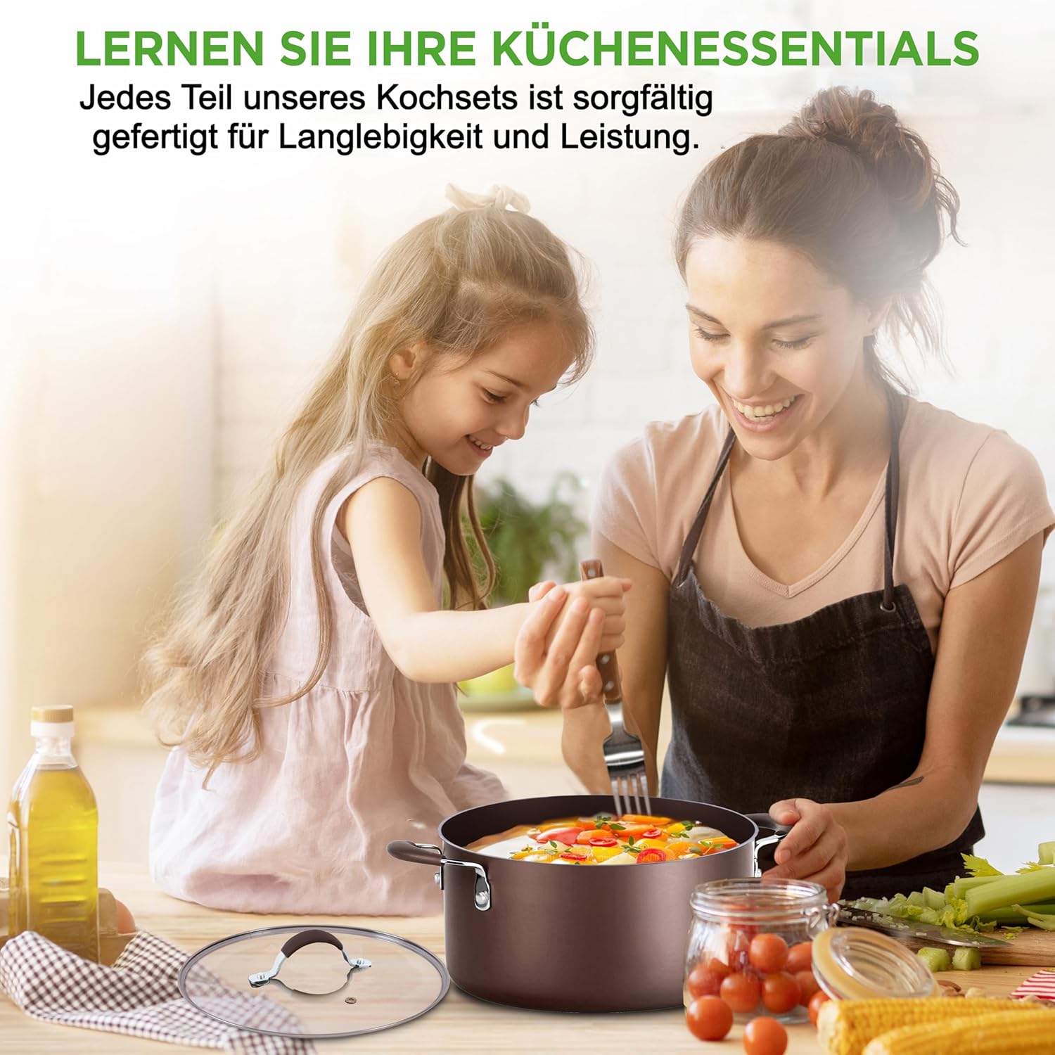 NutriChef Qualified Basic – Комплект от 7 съдове за готвене Кафяв - Image 2