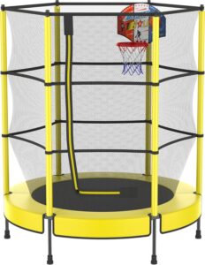 PILIN – Детски батут с мрежа и аксесоари 145 cm Жълт