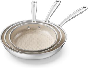 Redchef Honeycomb – Комплект от 3 тигани 20-24-28см Неръждаема стомана Hybrid Ceramic Beige