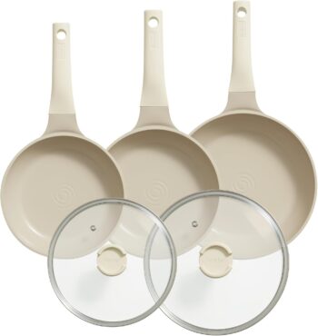 Redchef – Ceramic Комплект от 3 тигани със стъклени капаци 20-24-28см