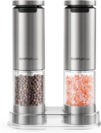 SIMPLETASTE – USB презареждаща се Комплект от 2 електрически мелнички за сол и черен пипер