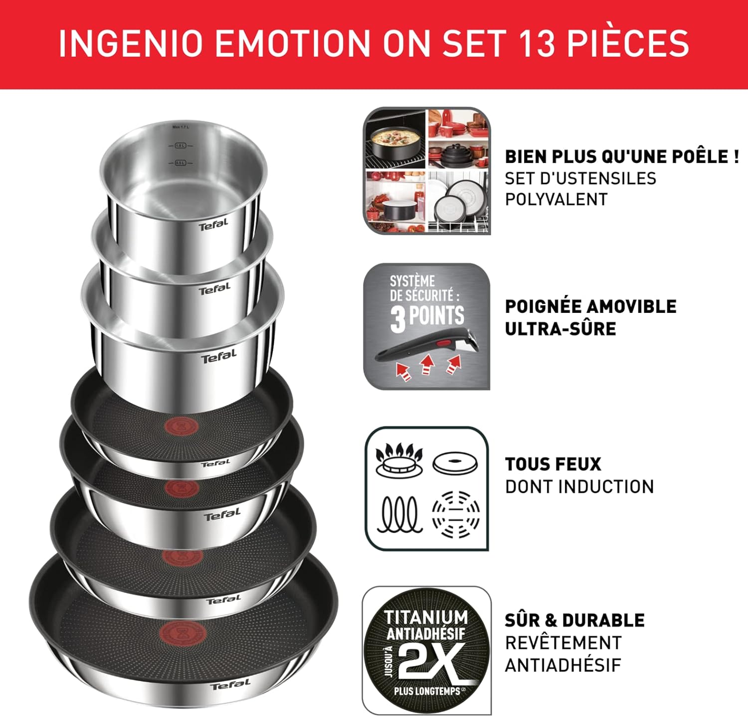 Tefal Ingenio Emotion L897DS04 – Комплект от 13 части съдове за готвене - Image 3