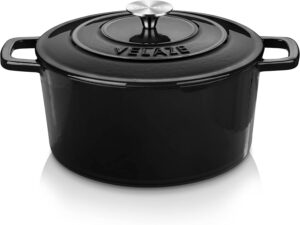 Velaze – Тенджера Dutch oven Овална чугунена с емайлирано покритие 25 см 5L Black