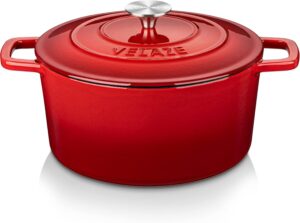 Velaze – Тенджера Dutch oven Овална чугунена с емайлирано покритие 25 см 5L Red