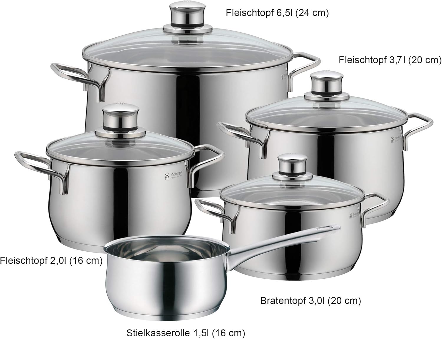WMF Diadem Plus – Cromargan Комплект от 5 съдове за готвене неръждаема стомана - Image 5