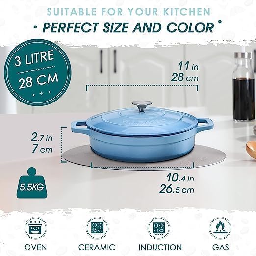 vancasso - Dutch oven Овална чугунена с емайлирано покритие 28 см Blue - Image 3