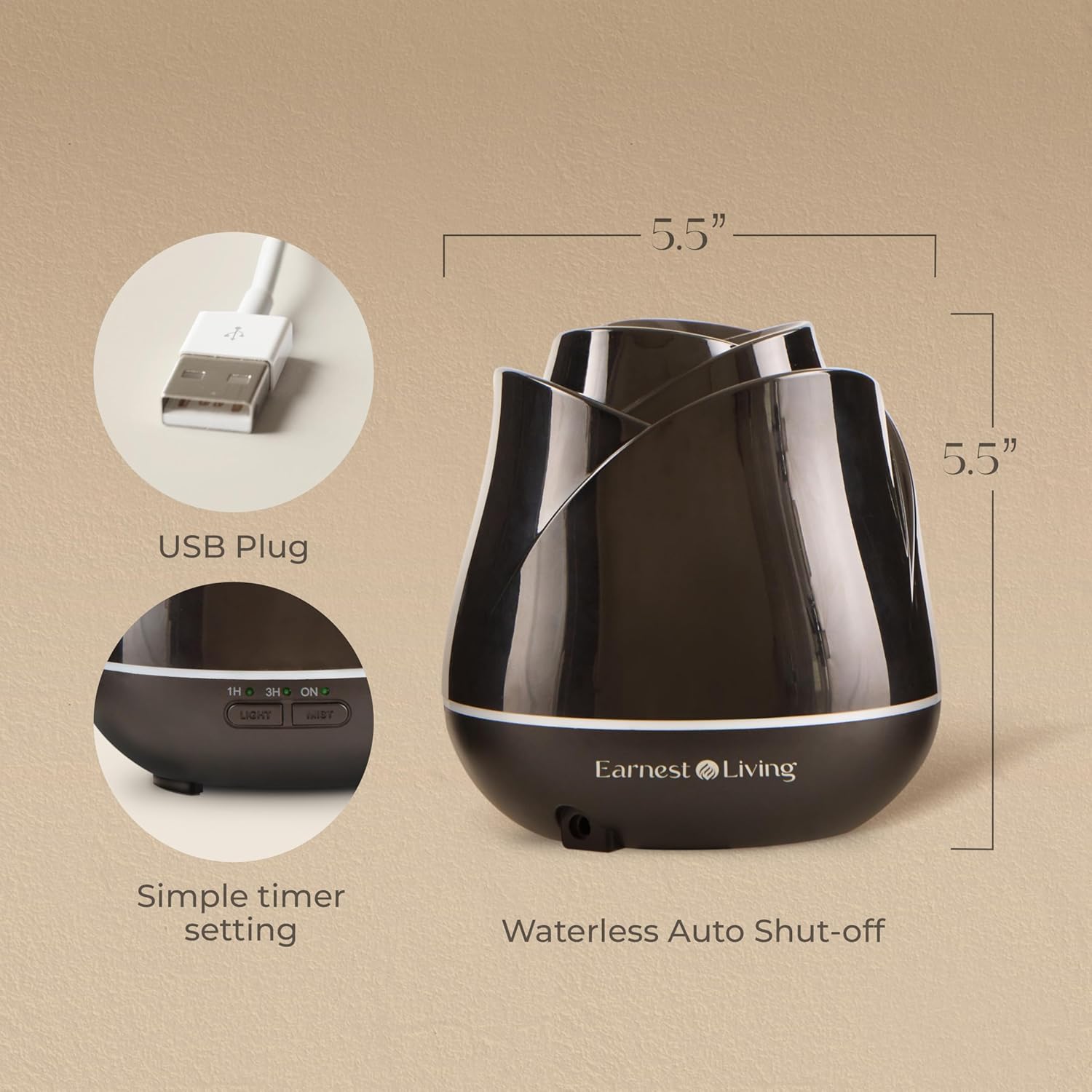 Арома Дифузер Earnest Living Rose Aroma Diffuser 150мл LED 7 цвята - Image 3