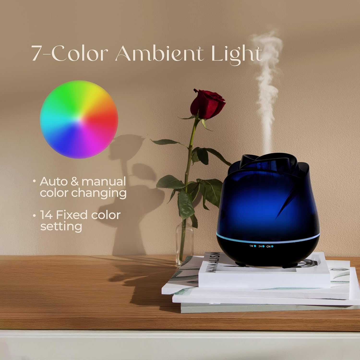 Арома Дифузер Earnest Living Rose Aroma Diffuser 150мл LED 7 цвята - Image 5