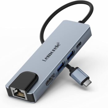 Докинг станция хъб Lemorele TC15 USB C Hub 5 в 1 LAN RJ45 HDMI 2 USB-A USB-C