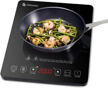 Индукционен котлон преносим AMZCHEF Glass Single Induction Hob 2000W