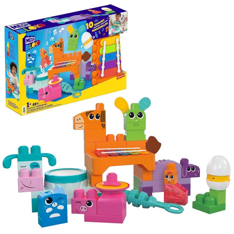 Конструктор за малки деца MEGA Bloks - Fisher-Price Животни Музикално забавление 45 броя
