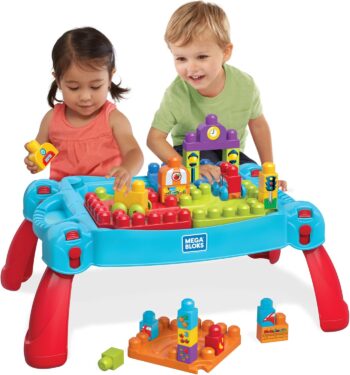 Конструктор за малки деца MEGA Bloks – Fisher-Price Строителна и игрална маса 30 броя