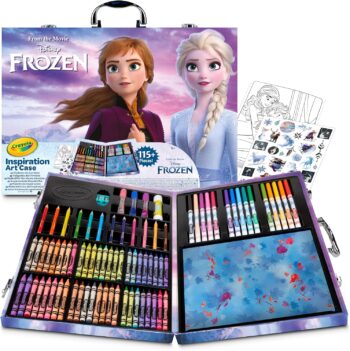 Crayola – Disney Frozen Кутия за рисуване за деца с цветни моливи, пастели, акварелни бои