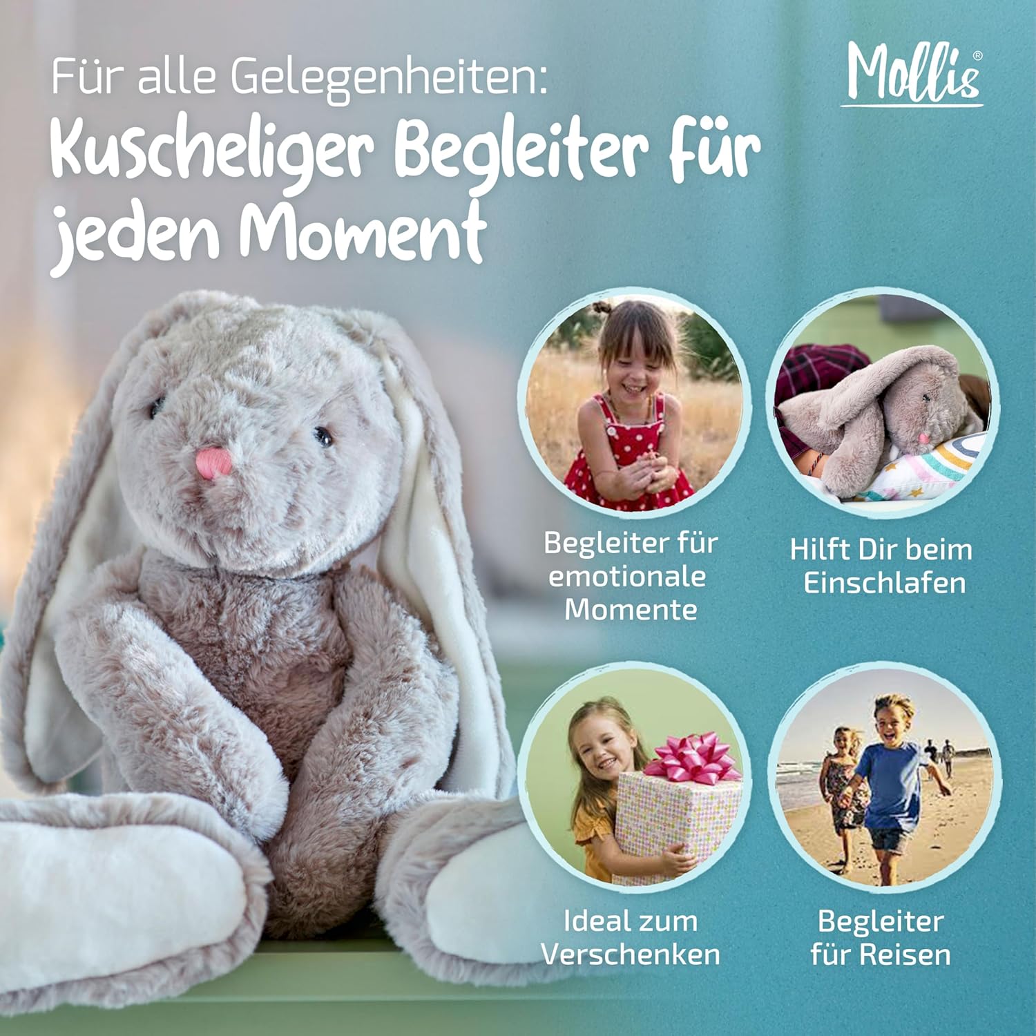Mollis – Плюшена Играчка Гушкаво Зайче 60 см - Image 2
