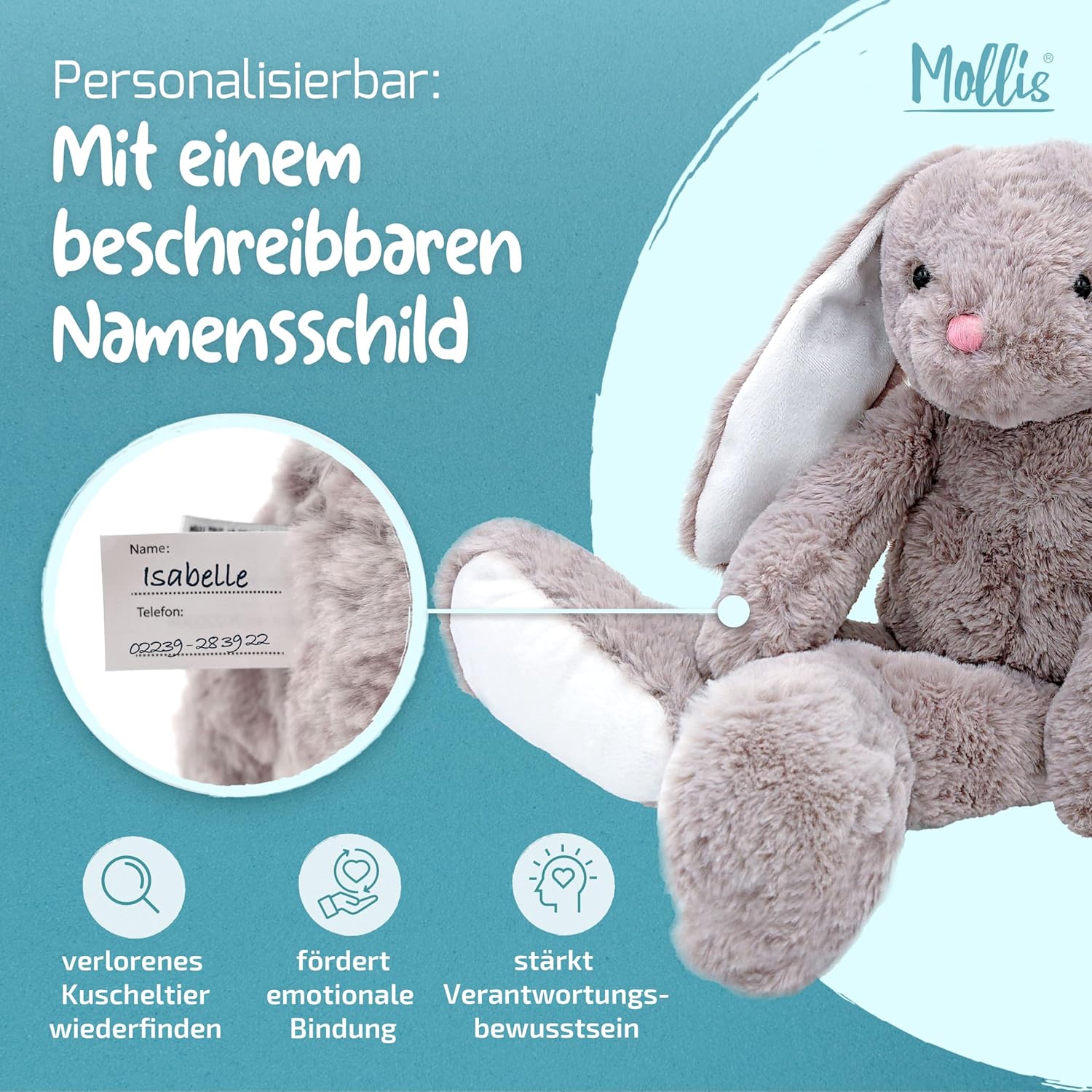 Mollis – Плюшена Играчка Гушкаво Зайче 60 см - Image 4