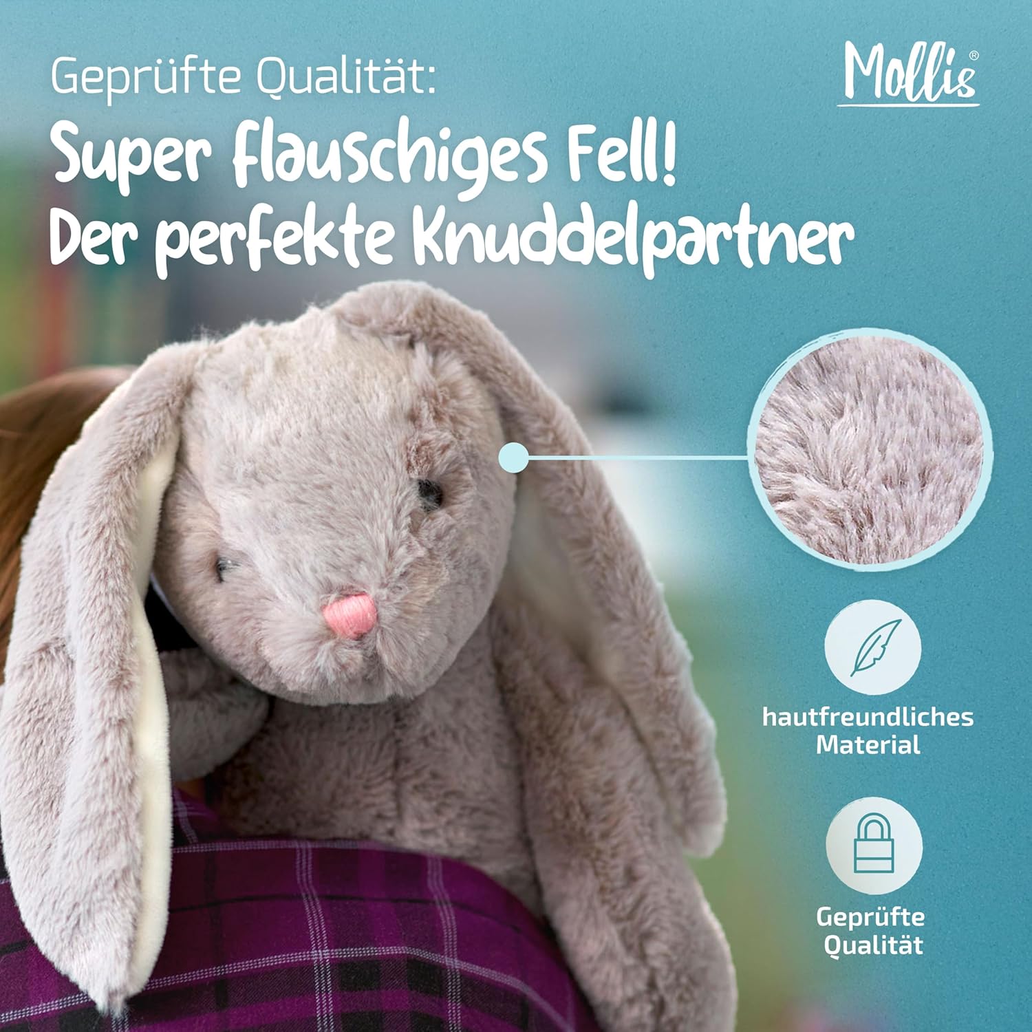 Mollis – Плюшена Играчка Гушкаво Зайче 60 см - Image 5
