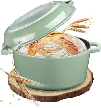 NSIRONS – Чугунена Тенджера Dutch oven 2 в 1 с емайлирано покритие 5L Green