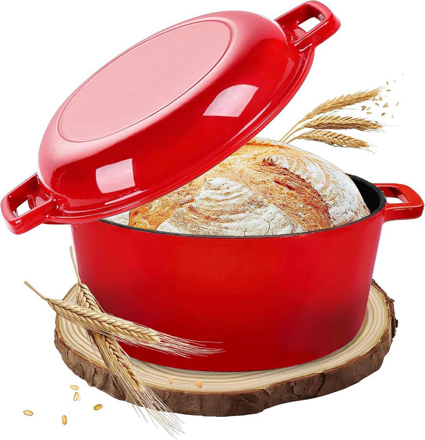 NSIRONS – Чугунена Тенджера Dutch oven 2 в 1 с емайлирано покритие 5L Red