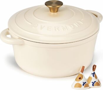 OVERMONT – Тенджера Dutch oven чугунена с емайлирано покритие 26 см 5.2L Cream