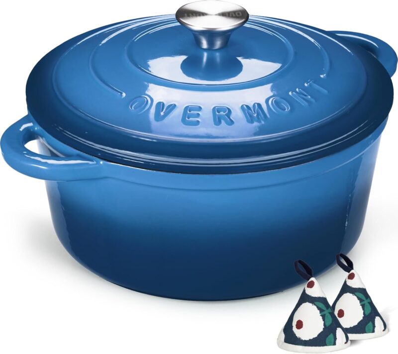 OVERMONT – Тенджера Dutch oven чугунена с емайлирано покритие 28 см 6.6L Blue