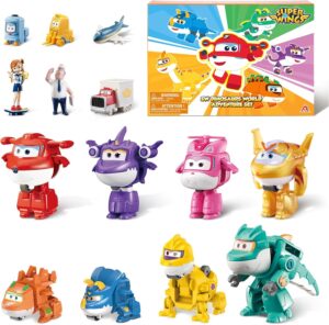 Super Wings Airport Crew Комплект 8 трансформиращи се робота + подарък изненада