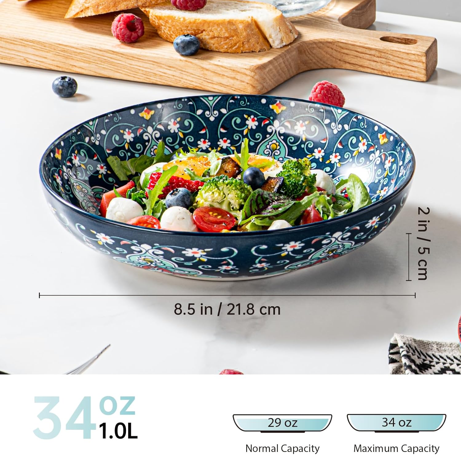 HENXFEN LEAD Boho Series – Комплект от 4 порцеланови дълбоки чинии 21 см 1000 мл - Image 3