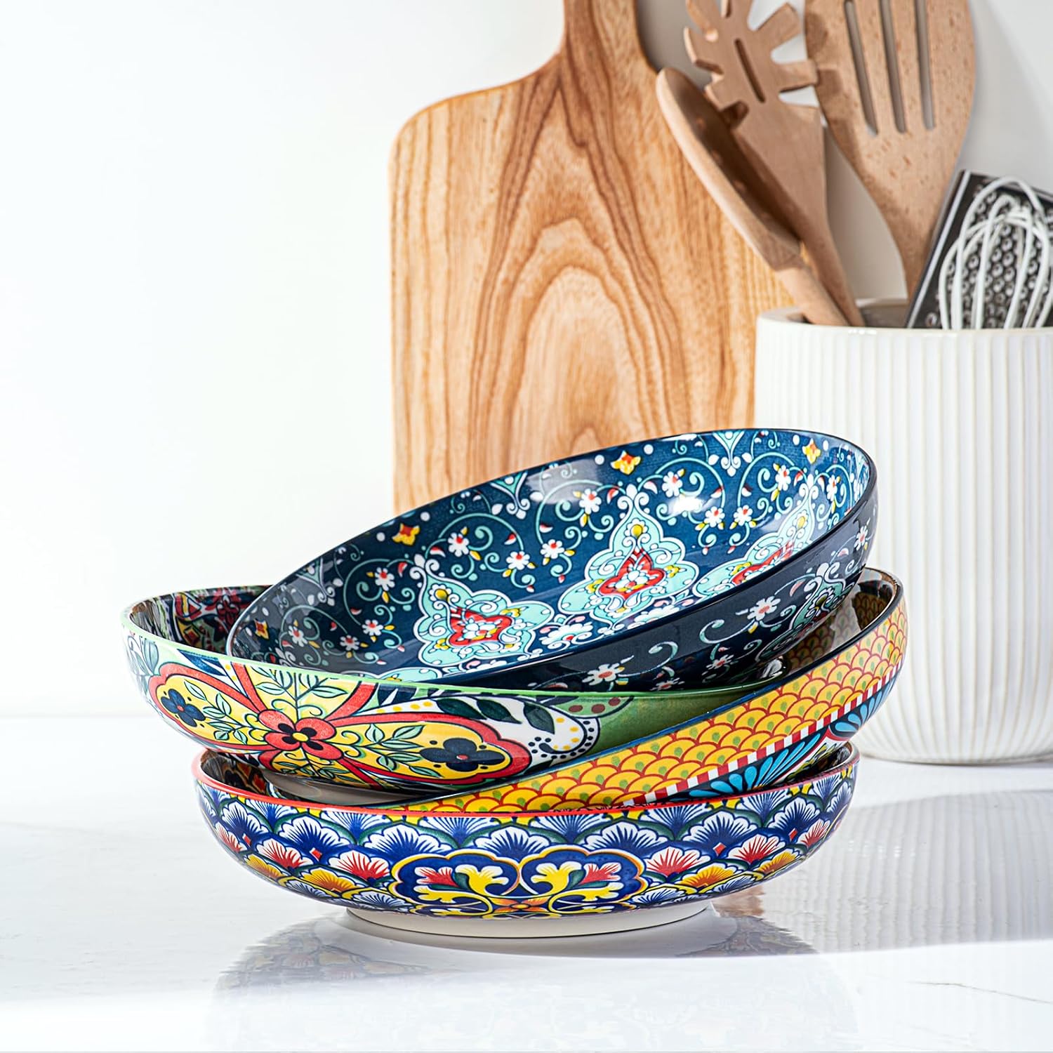 HENXFEN LEAD Boho Series – Комплект от 4 порцеланови дълбоки чинии 21 см 1000 мл - Image 6