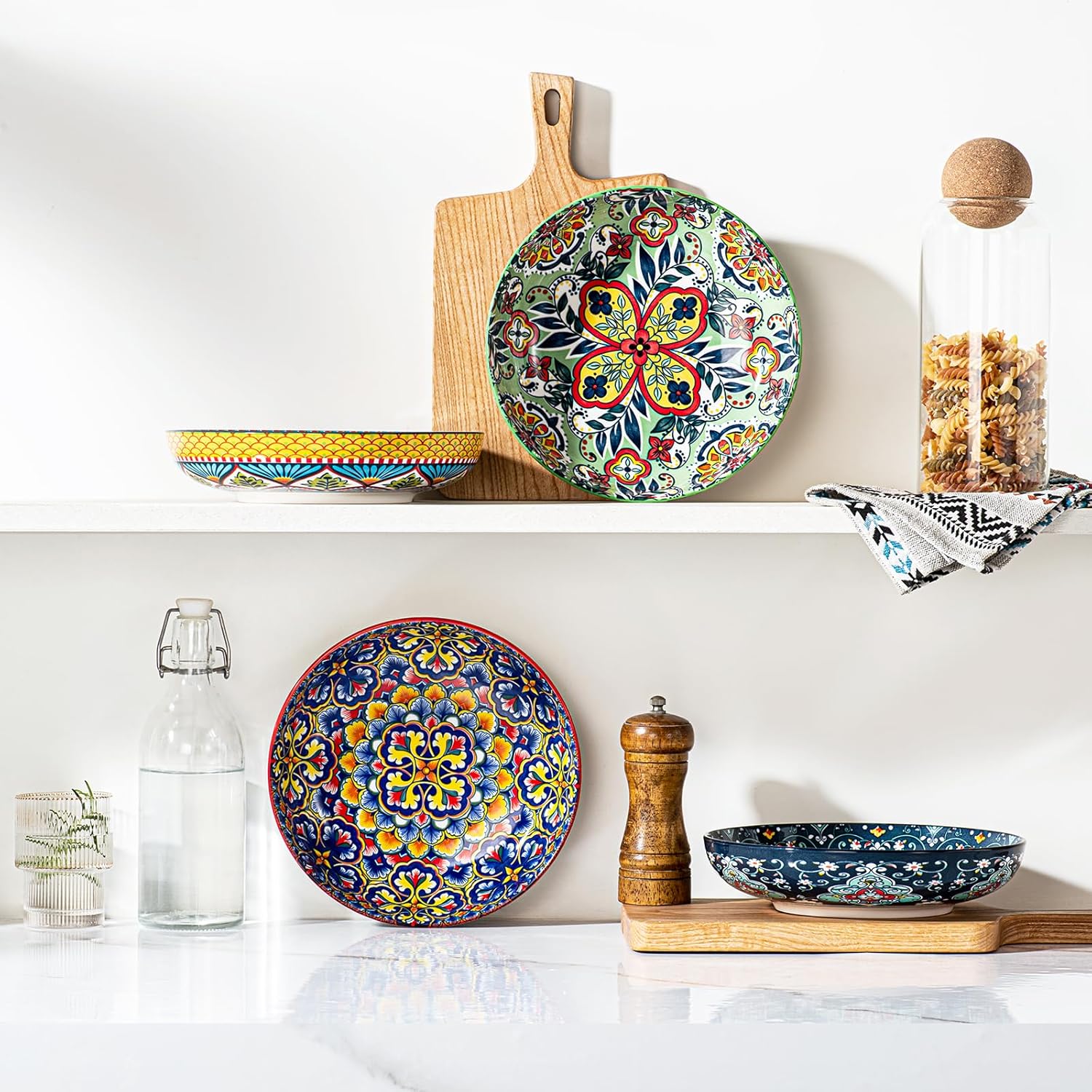HENXFEN LEAD Boho Series – Комплект от 4 порцеланови дълбоки чинии 21 см 1000 мл - Image 7