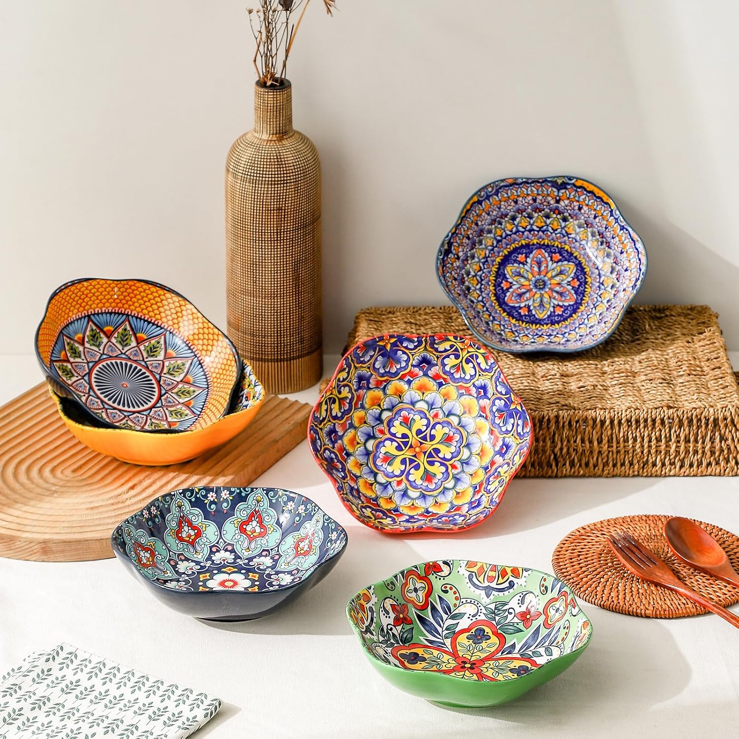 HENXFEN LEAD Boho Series – Комплект от 6 порцеланови купи 590 мл - Image 2