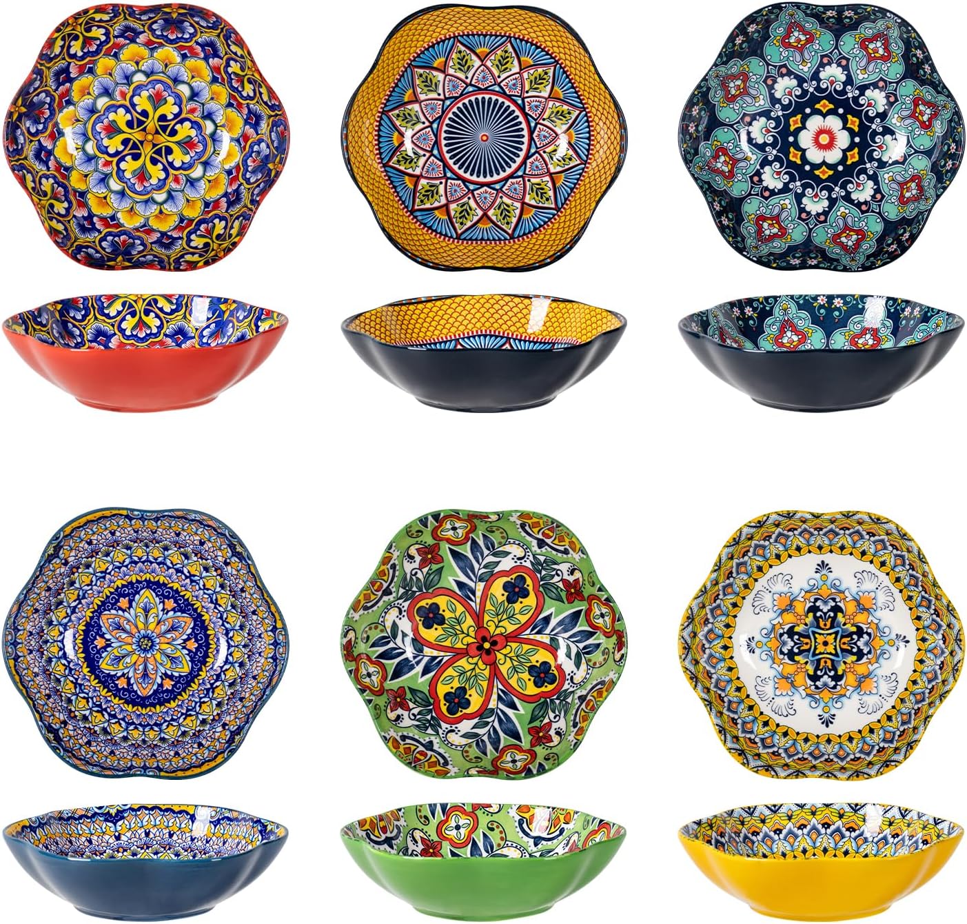 HENXFEN LEAD Boho Series – Комплект от 6 порцеланови купи 590 мл