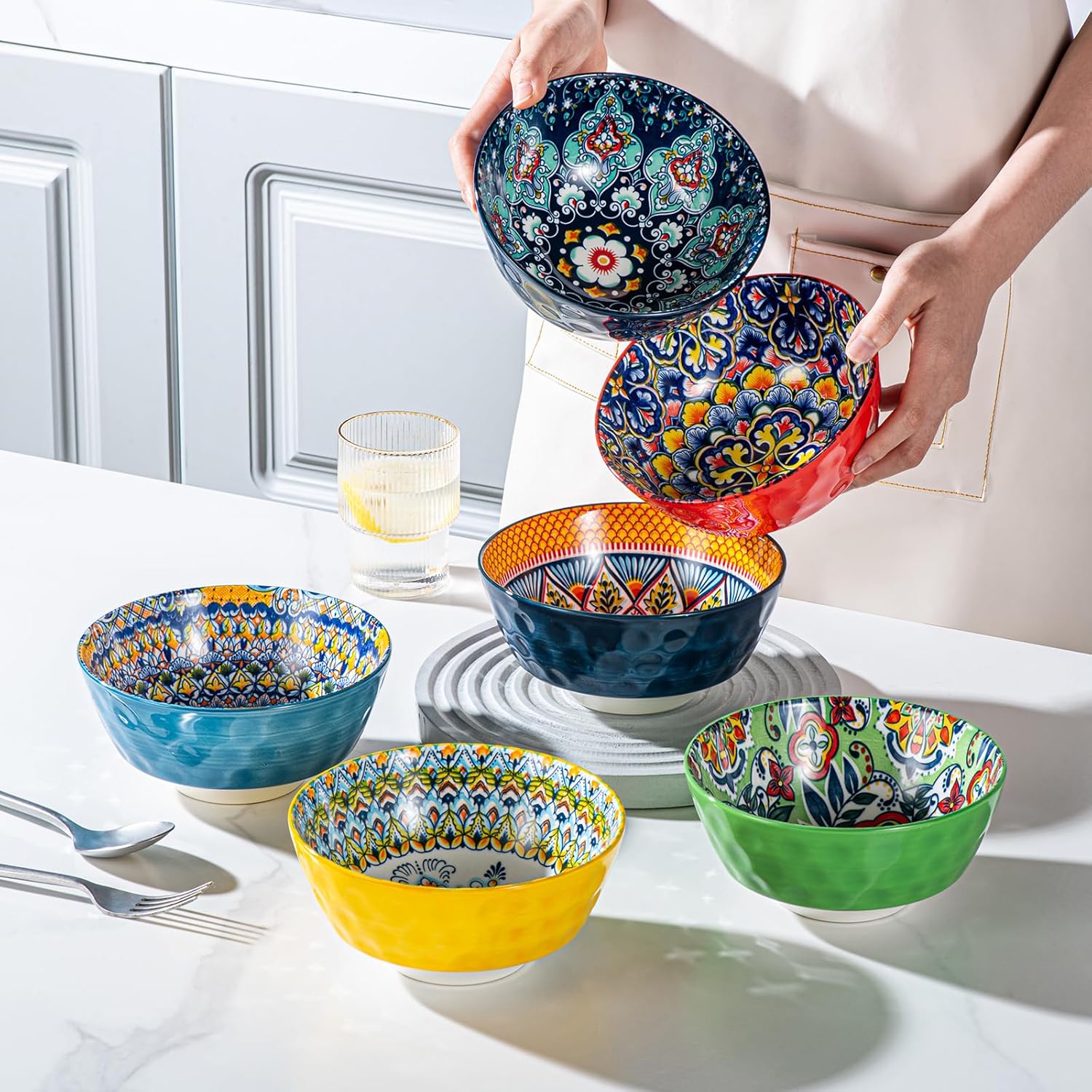 HENXFEN LEAD Boho Series – Комплект от 6 порцеланови купи 750 мл - Image 2