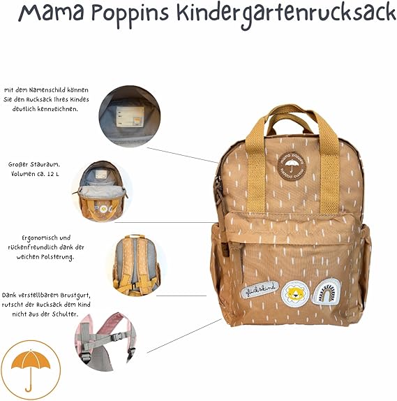 Mama Poppins – Ученическа раница Кафява - Image 4
