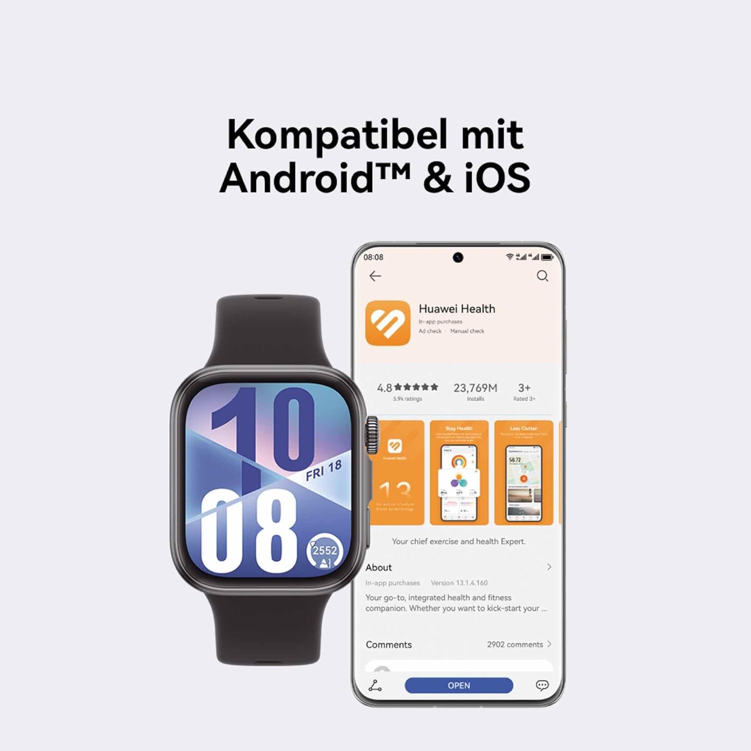 Смарт часовник HUAWEI Watch FIT 4 1,82 inch AMOLED Display Лилав - Image 8