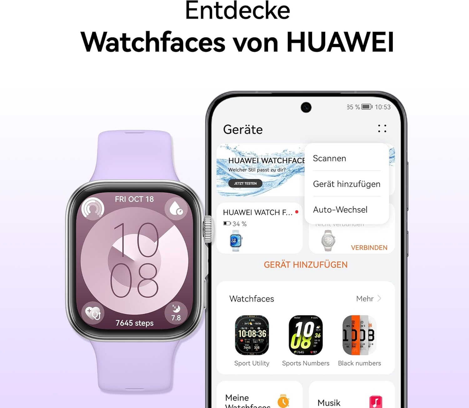 Смарт часовник HUAWEI Watch FIT 4 1,82 inch AMOLED Display Лилав - Image 9