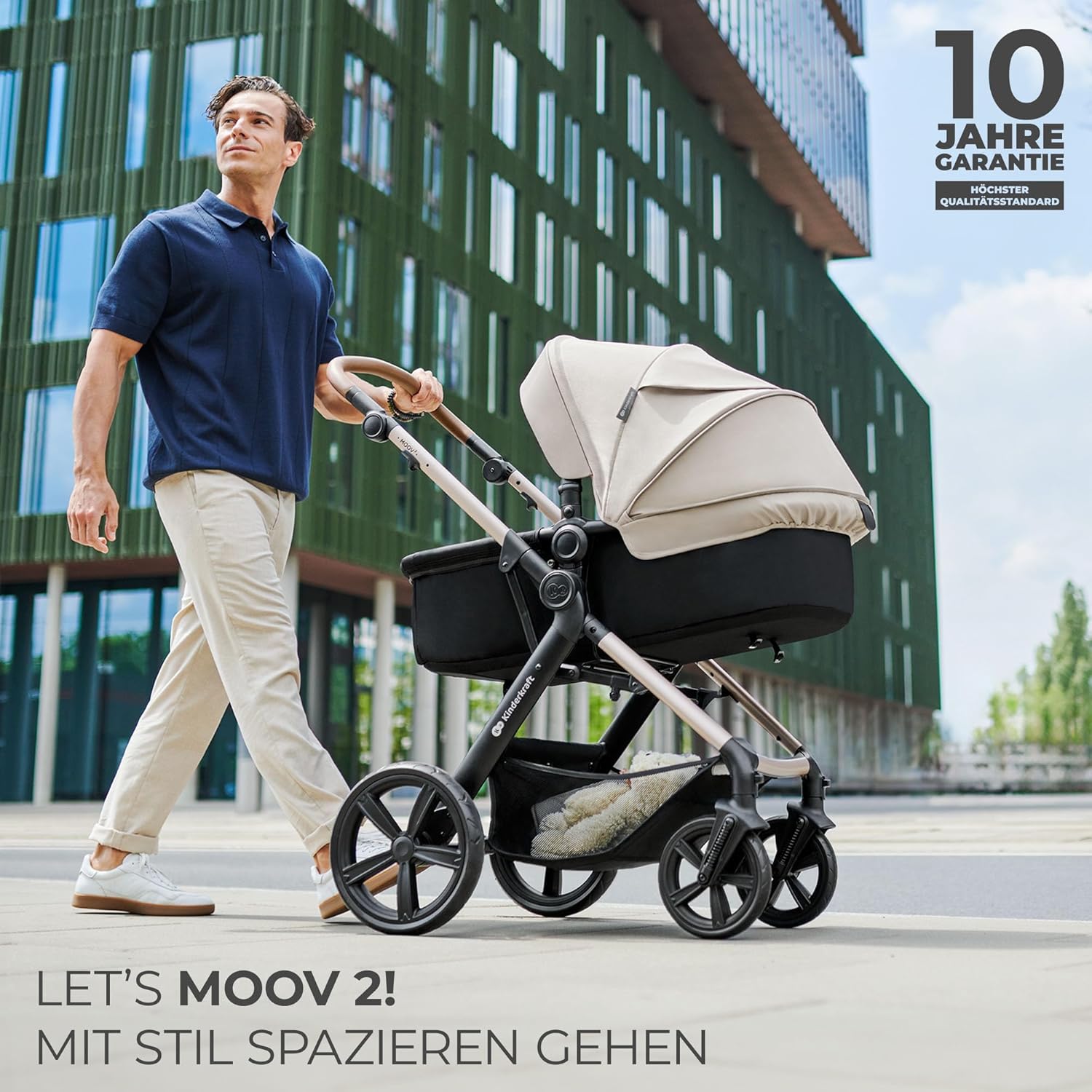 Комбинирана бебешка количка KinderKraft – MOOV2 Pushchair 3 в 1 26 кг размер 40-75 см Черна - Image 4