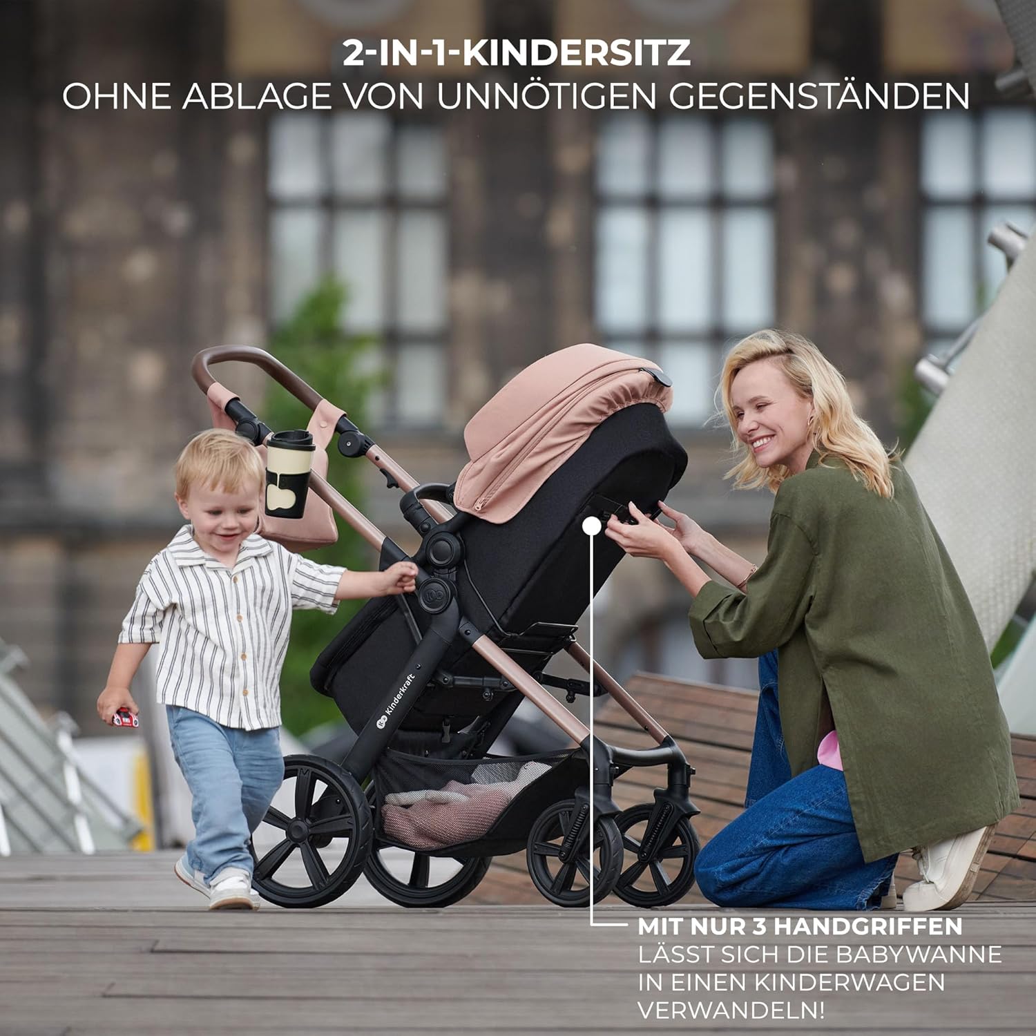 Комбинирана бебешка количка KinderKraft – MOOV2 Pushchair 3 в 1 26 кг размер 40-75 см Черна - Image 5