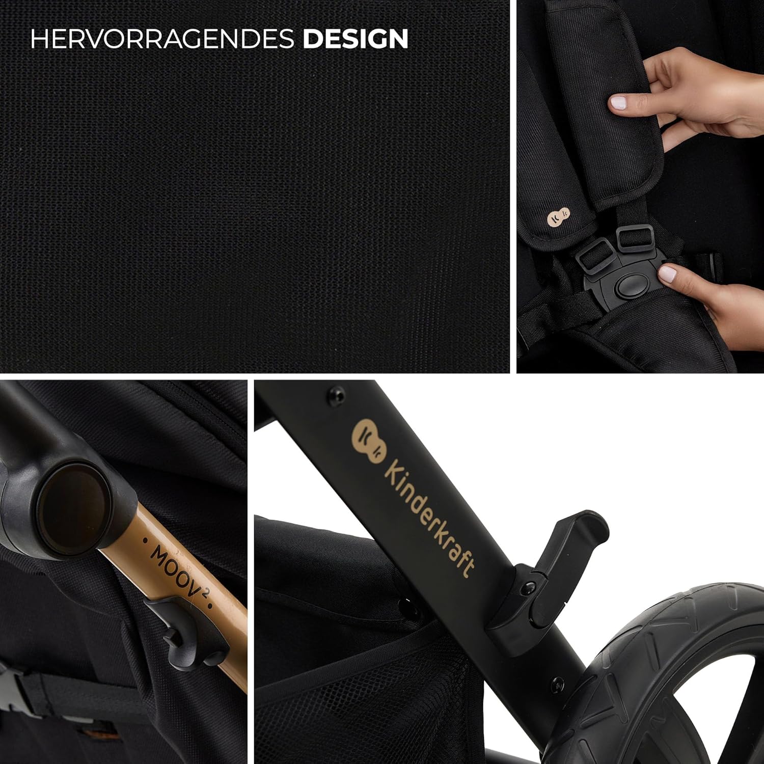 Комбинирана бебешка количка KinderKraft – MOOV2 Pushchair 3 в 1 26 кг размер 40-75 см Черна - Image 8